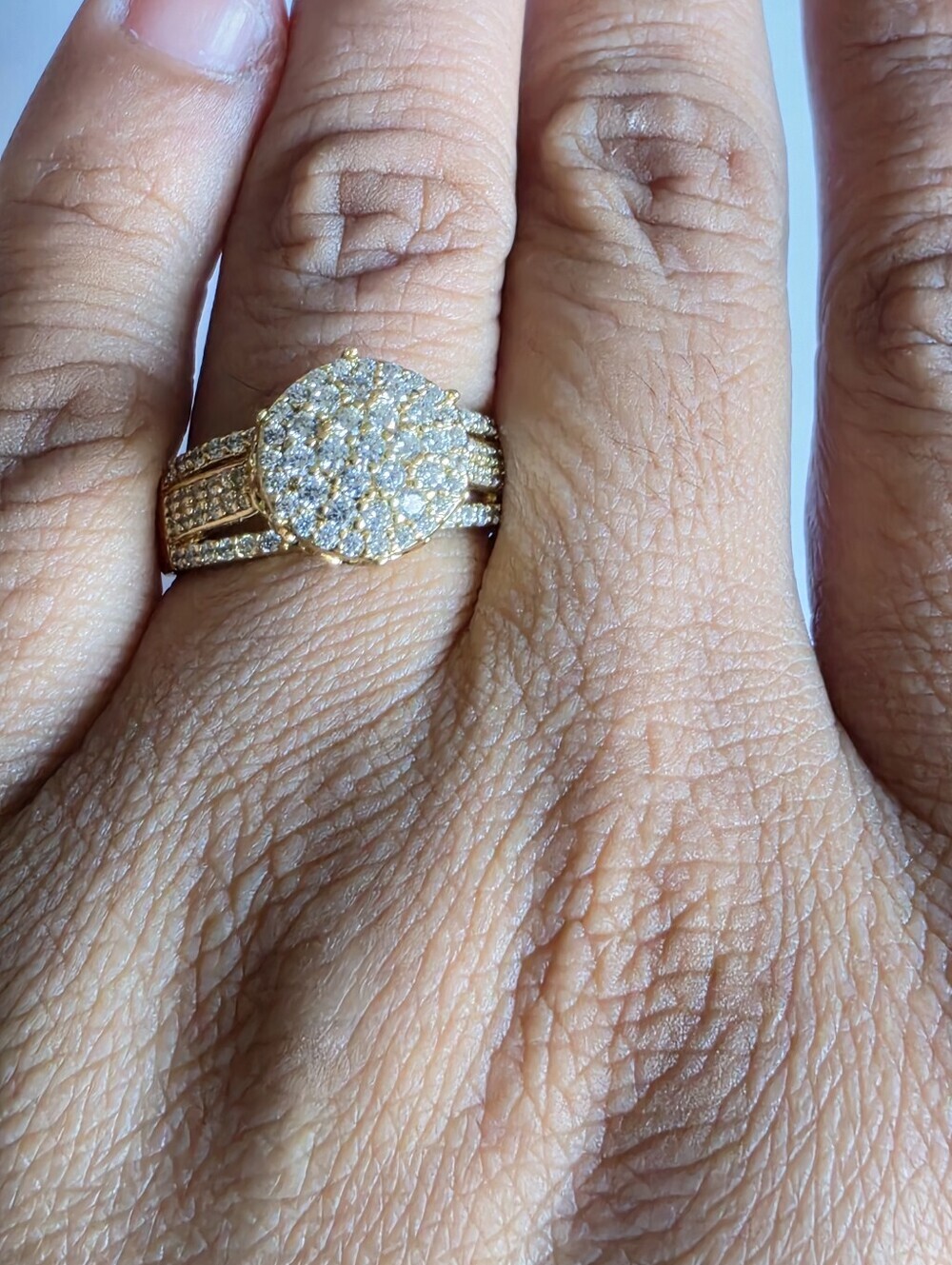 Gold Plated Pavé CZ Dome Ring Size 10 Wide Band Statement Cocktail Jewelry